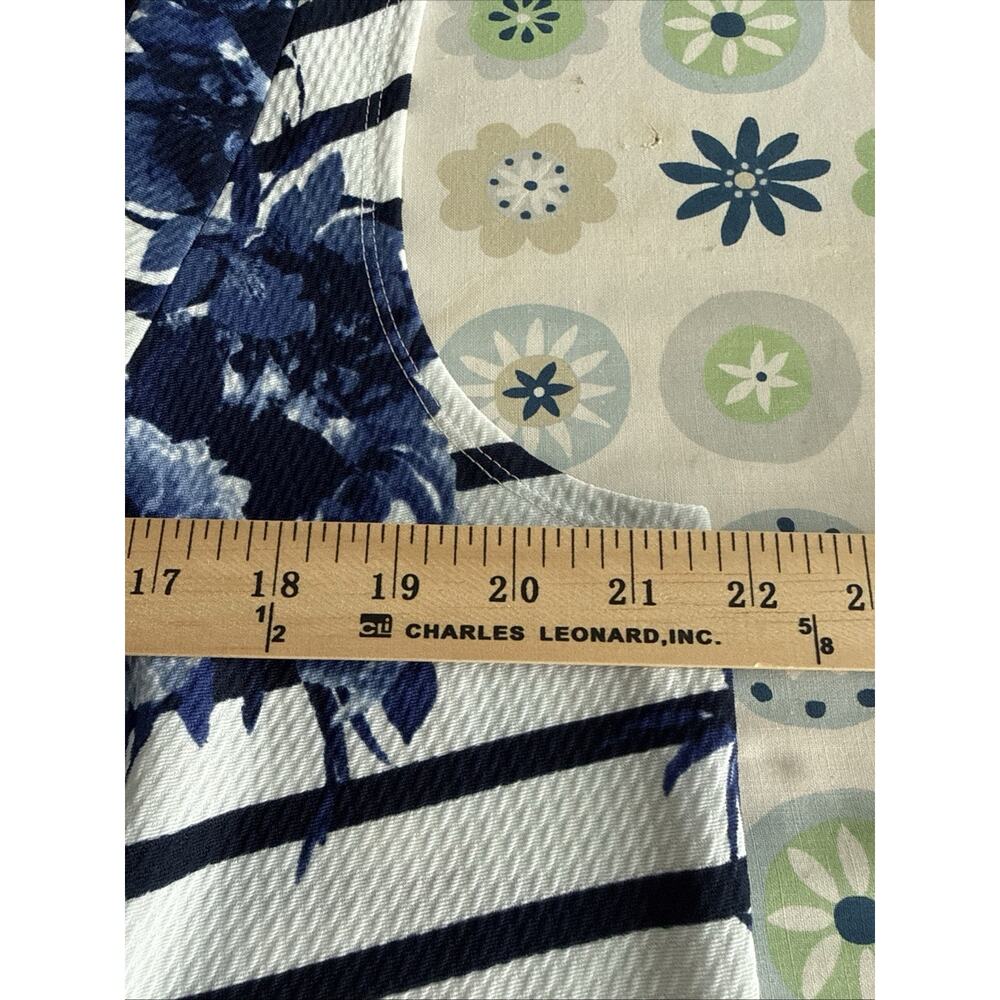 Robbie Bee Signature Dress 2X Blue White Floral Stripe Sleeveless XXL - Picture 6 of 7